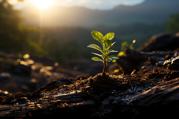 Young Plant Growing In Sunlight  - obrazy, fototapety, plakaty