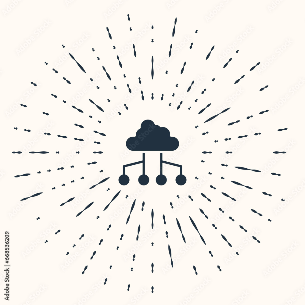 Aufkleber grey network cloud connection icon isolated on beige background. social technology. cloud computing 