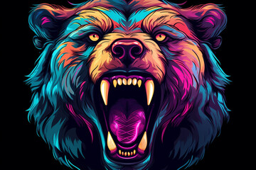 The head of a colorful bear, icons, vector