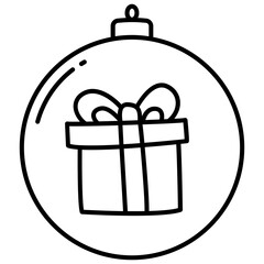 Christmas balls thin line icon. Christmas ball outline decoration.