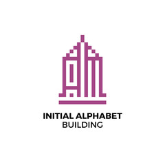 Initial logo letter AM alphabet building