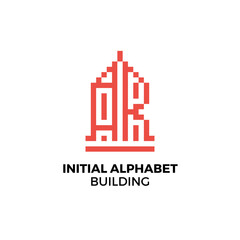 Initial logo letter AK alphabet building