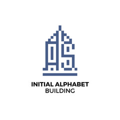 Initial logo letter AS alphabet building