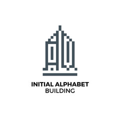 Obraz premium Initial logo letter AW alphabet building
