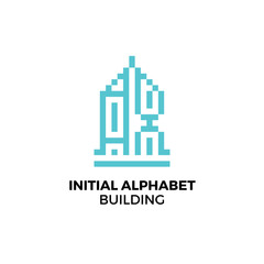 Initial logo letter AX alphabet building
