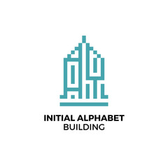 Fototapeta premium Initial logo letter AY alphabet building
