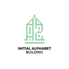Naklejka premium Initial logo letter AZ alphabet building