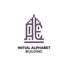 Naklejka premium Initial logo letter AE alphabet building