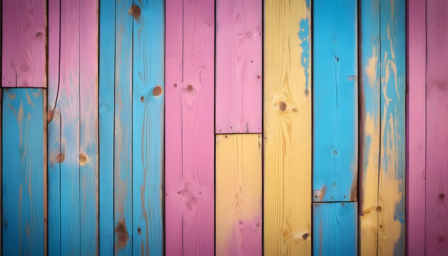 colorful pink blue and yellow painted wood panel background style
