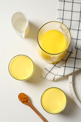 Moon or turmeric milk, concept of tasty drink