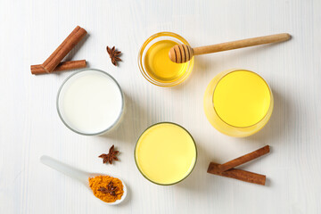 Moon or turmeric milk, concept of tasty drink