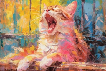 oil painting of a cat