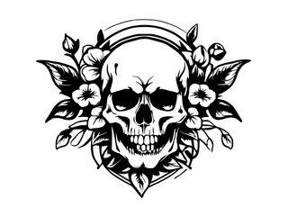 skull and flower design illustration