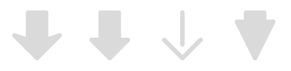 down arrow with grey colors icon , arrow symbol icon set