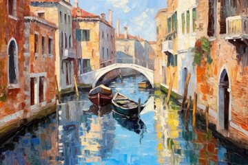 Fototapeta na wymiar oil painting of Venice, Italy