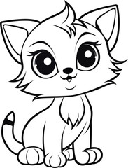 Vector Image of a Cat in Line Art