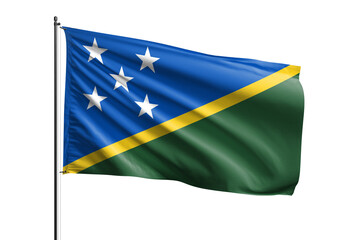 3d illustration flag of Solomon Islands. Solomon Islands flag waving isolated on white background with clipping path. flag frame with empty space for your text.