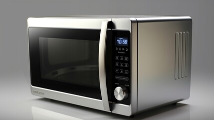 Slim stainless steel microwave with sensor cooking. AI generated