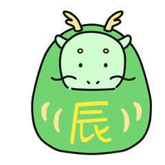 かわいい龍のダルマのイラスト