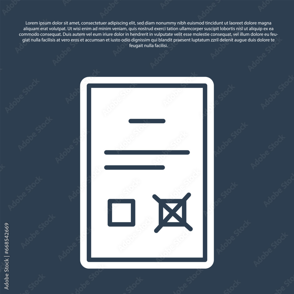 Poster blue line poll document icon isolated on blue background. vector