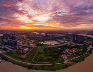 Sunrise in Saigon, Ho Chi Minh city, Vietnam