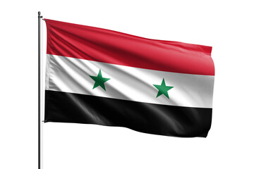 3d illustration flag of Syria. Syria flag waving isolated on white background with clipping path. flag frame with empty space for your text.