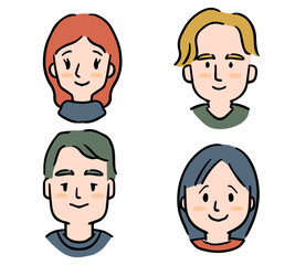 いろいろな男女の顔のアイコンセット