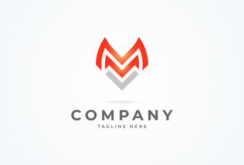 Fox logo design. letter M or MV with fox head combination. vector illustration
