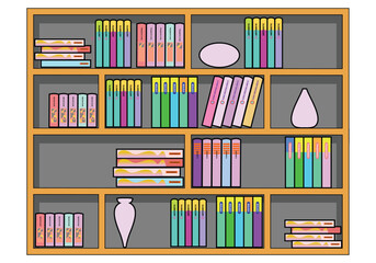 colorful bookshelf vector for background design. - obrazy, fototapety, plakaty