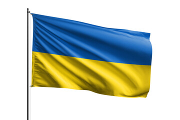 3d illustration flag of Ukraine. Ukraine flag waving isolated on white background with clipping path. flag frame with empty space for your text.