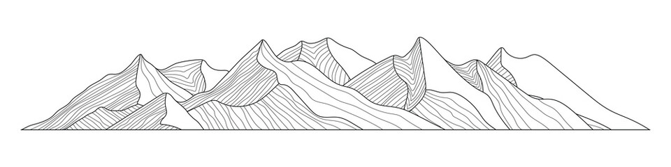 Mountain landscape stylization, line arts wallpaper, banner, imitation of mountain ranges © Valerii