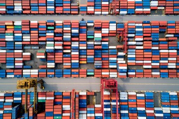 Aerial view of container port