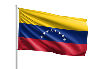3d illustration flag of Venezuela. Venezuela flag waving isolated on white background with clipping path. flag frame with empty space for your text.