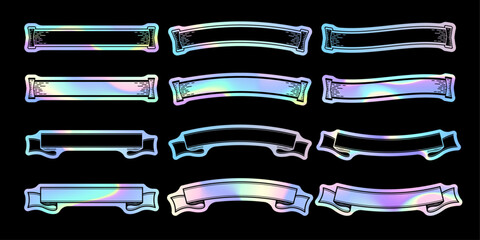 横長ホログラムステッカーデザインのラベルセット。