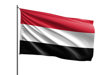 3d illustration flag of Yemen. Yemen flag waving isolated on white background with clipping path. flag frame with empty space for your text.