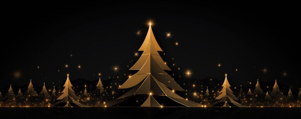 luxury golden christmas greeting card fir border illustration