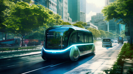Intelligent vehicle concept autonomous electric shut - obrazy, fototapety, plakaty