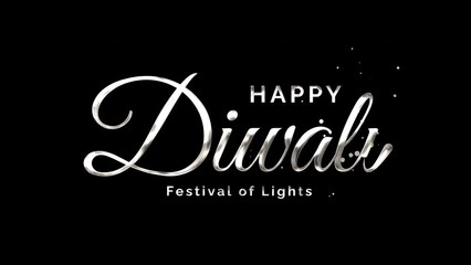 Happy Diwali Handwritten Animated Text in Silver Color, lettering with alpha or transparent background, for banner, social media feed wallpaper stories - Powered by Adobe