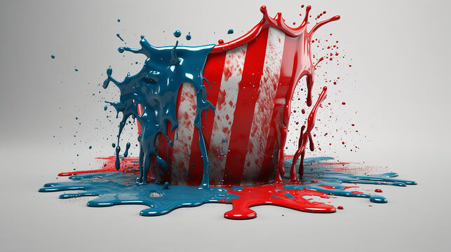 Conceptual image about the EEUU flag splash with paint colors 
