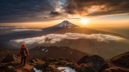 絶景の富士山（夕日）
 - obrazy, fototapety, plakaty