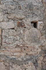 Ancient wall background with old concrete bricks