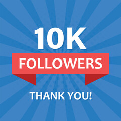 Thank you 10000 followers icon in flat style. Subscription amount vector illustration on isolated background. 10k follower sign business concept.