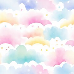 Fototapeta na wymiar Pastel cloud Digital paper, Seamless colorful cloud, sky background, texture rainbow theme, Seamless Dreamy Cloud Pattern, Pastel Dreamscape