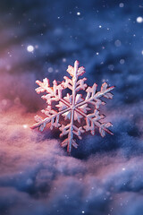 Fototapeta na wymiar Snowflake shape in snow
