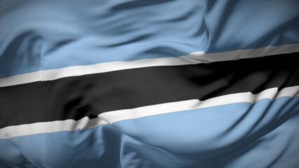 3d illustration flag of Botswana. Close up waving flag of Botswana.