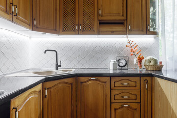 Solid oak kitchen set with clock and pumpkin