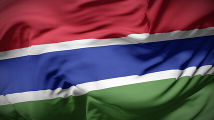 3d illustration flag of Gambia. Close up waving flag of Gambia.