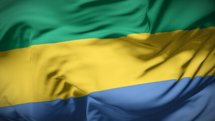 3d illustration flag of Gabon. Close up waving flag of Gabon.