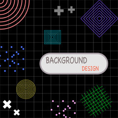 Colorful abstract background vector.  illustration of geometric shapes and pattern. Created by overlapping on a black and gray checkered pattern.