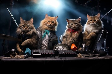 Funny cats rock band 